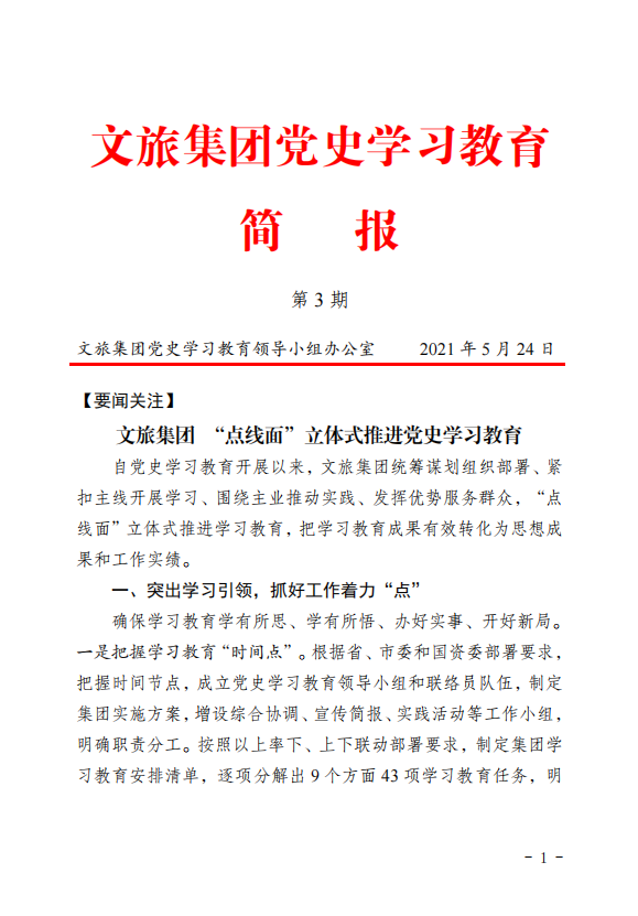 文旅集团党史学习教育简报（第3期）