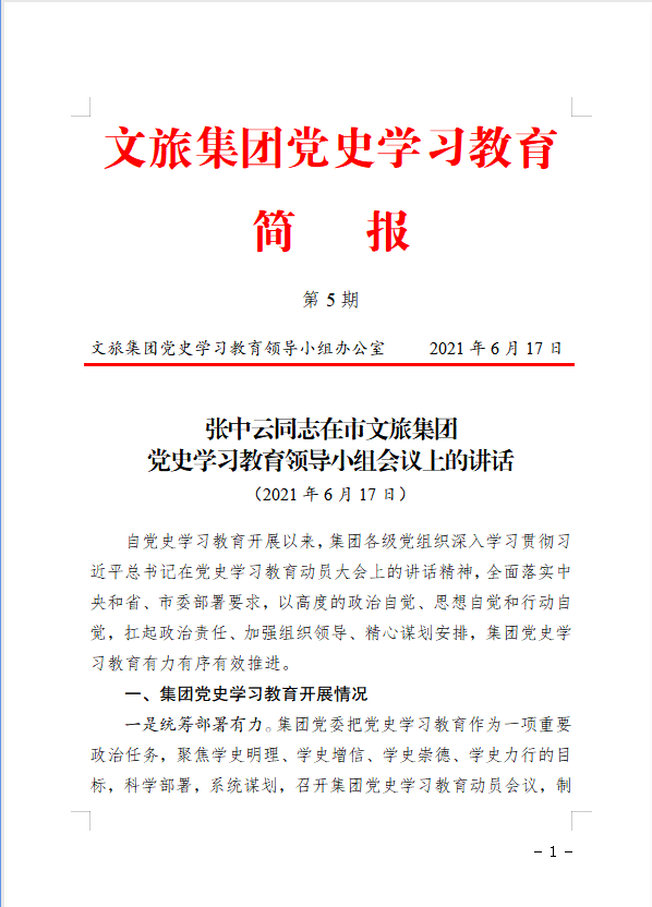 文旅集团党史学习教育简报（第5期）