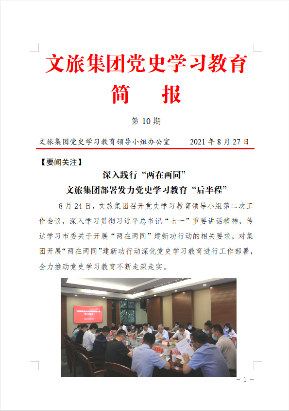 文旅集团党史学习教育简报（第10期）